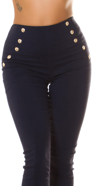 Highwaist Pants with decorative buttons Navy